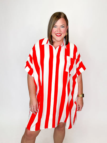 Red & White Bold Vertical Stripes Dress – Moxie Shop