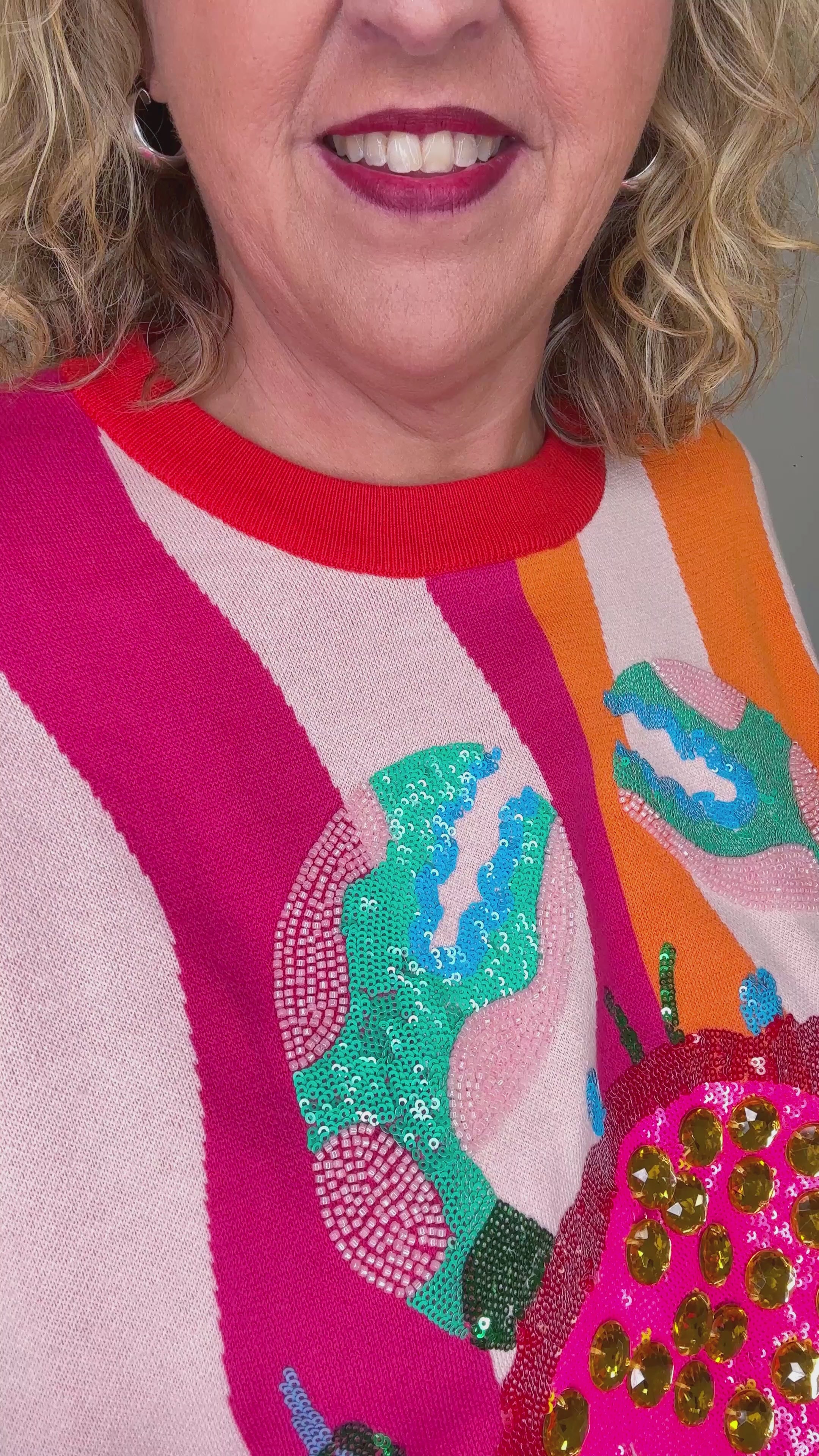 Queen of Sparkles Multi Colorblock Stripe Crab Sweater – Moxie Shop